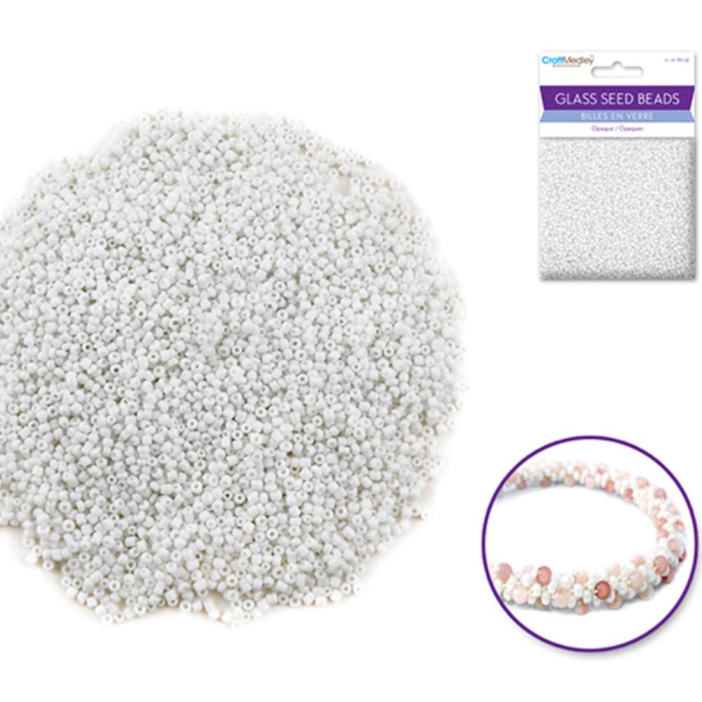 Glass Seed Beads Opaque 2.1oz (60g) (White)